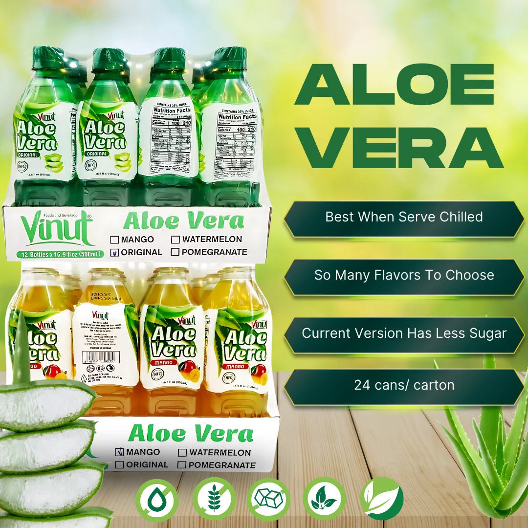Aloe Vera Juice Drink with Pulp 500ml - VINUT Vietnam