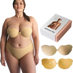 Plus Size Sticky Bras Ultimate Backless Self-Adhesive Bra with Breathable Perforated Cups Front Closure