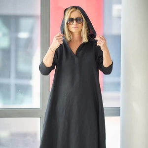 Linen Maxi Dress Black Long Dress Linen Dress Black Maxi Dress Linen Clothing Plus Size Gothic Clothing Linen Kaftan Dress
