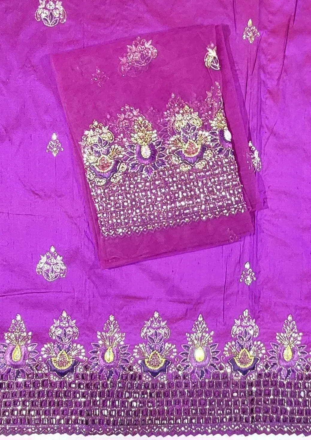 Custom Ordrer Indian George Wrappers Shimmer Silk Fabric 2.5 Yards + 2. ...