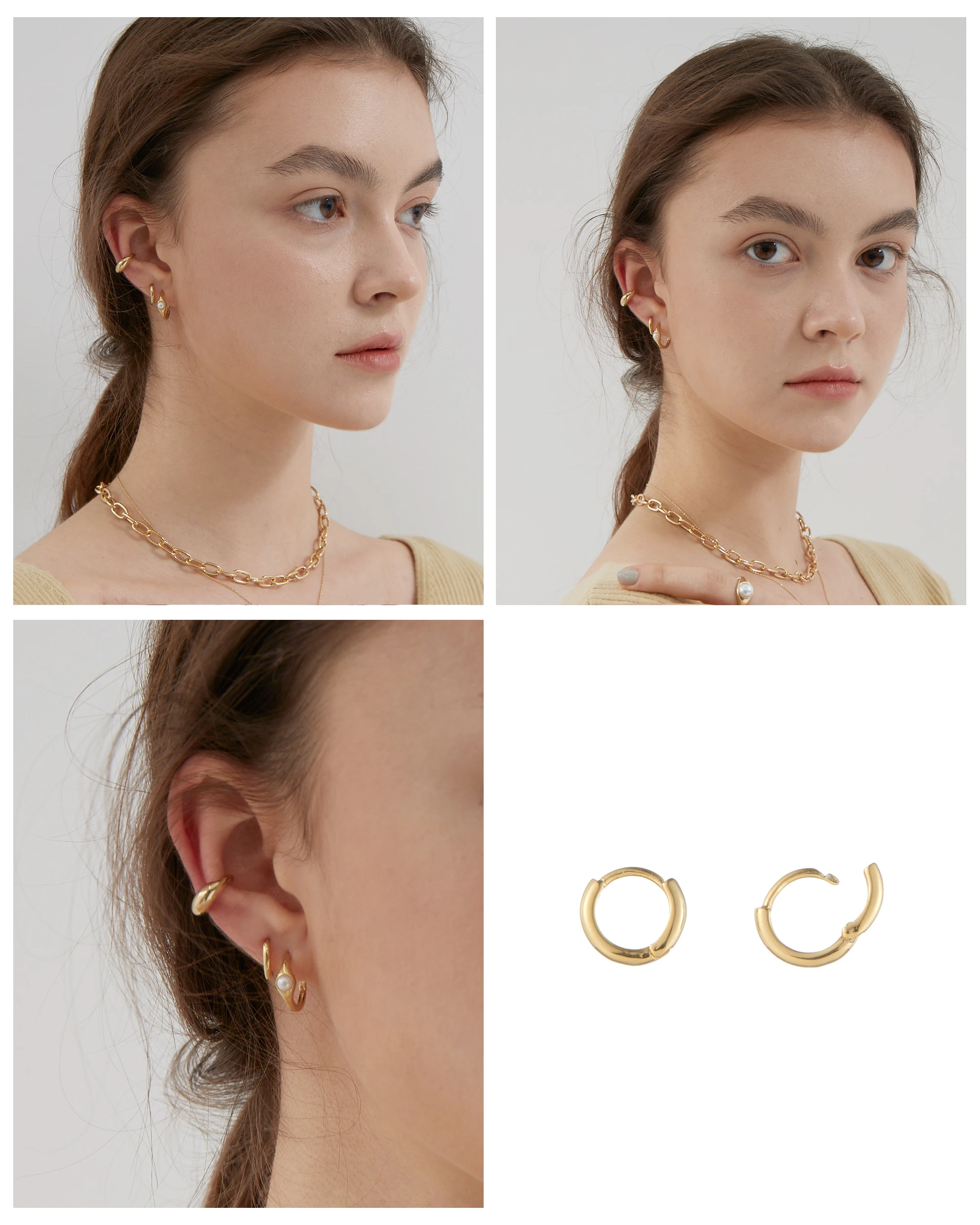 Zoe Huggie Hoop Earring Made In Korea Jewelry Gold Earling Kpop Stars