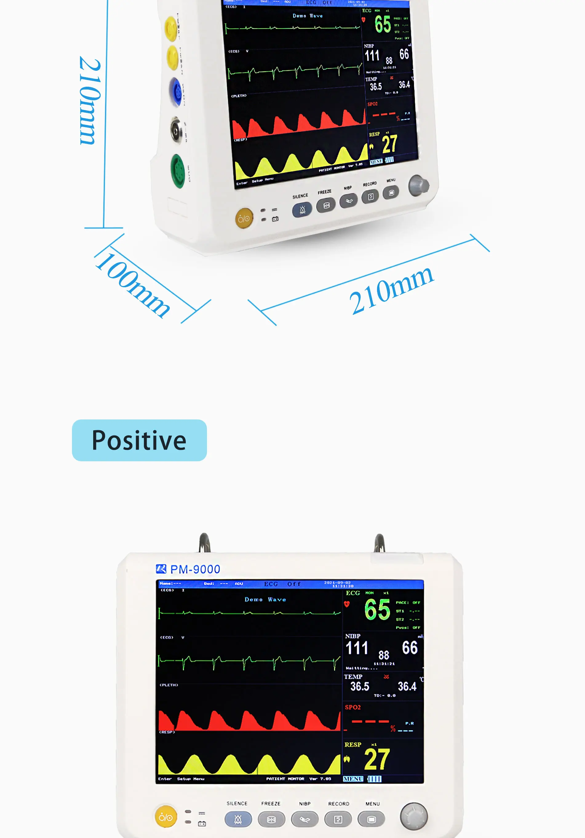 Class II Instrument Multi Parameter Patient Monitor with 1-7 Level Audio/Visual Alarming and 400 Groups NIBP List