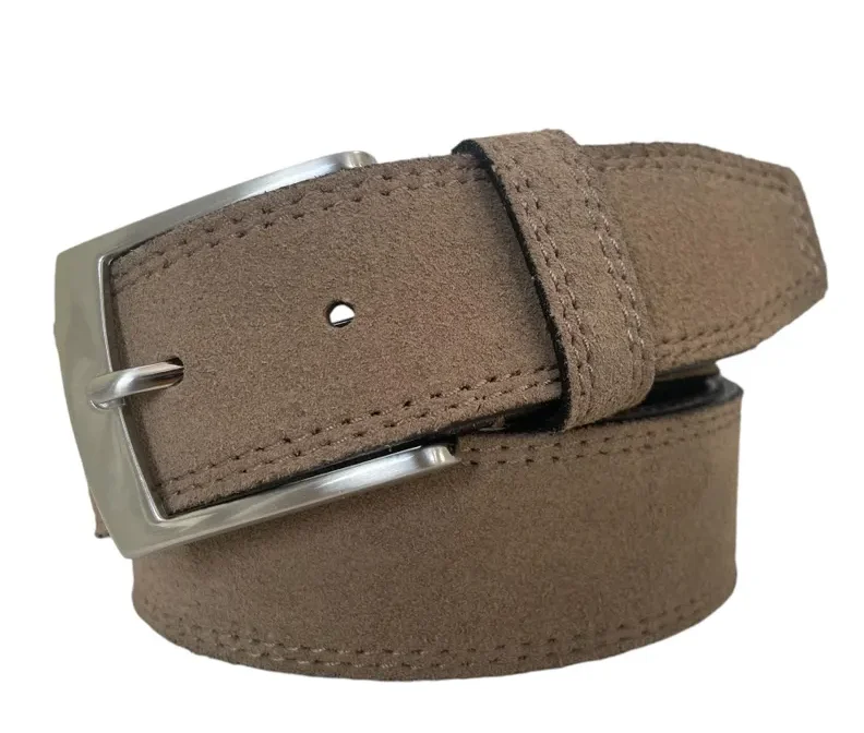 Men's Suede Blue Jeans Belt with Satin Buckle 4cm Width Genuine Leather Steel Buckle for Men Women and Kids Pakistan Gift