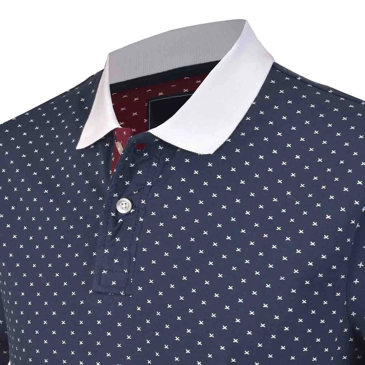 Solid Blue Color White Doted Print Polo Shits High Quality 100% Cotton Men Basket Ball Tee Shirt for Men