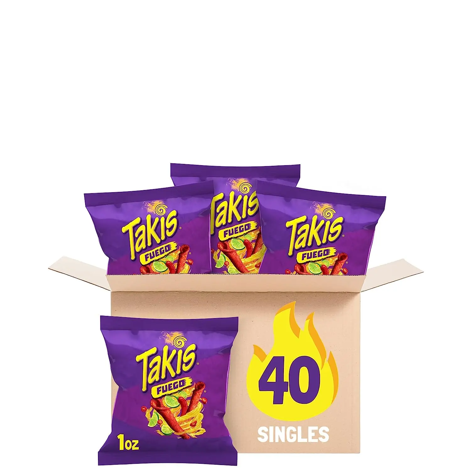 Takis Mini Crunchy Rolled Tortilla Chips Fuego Flavor (hot Chili Pepper & Lime),25 Individual