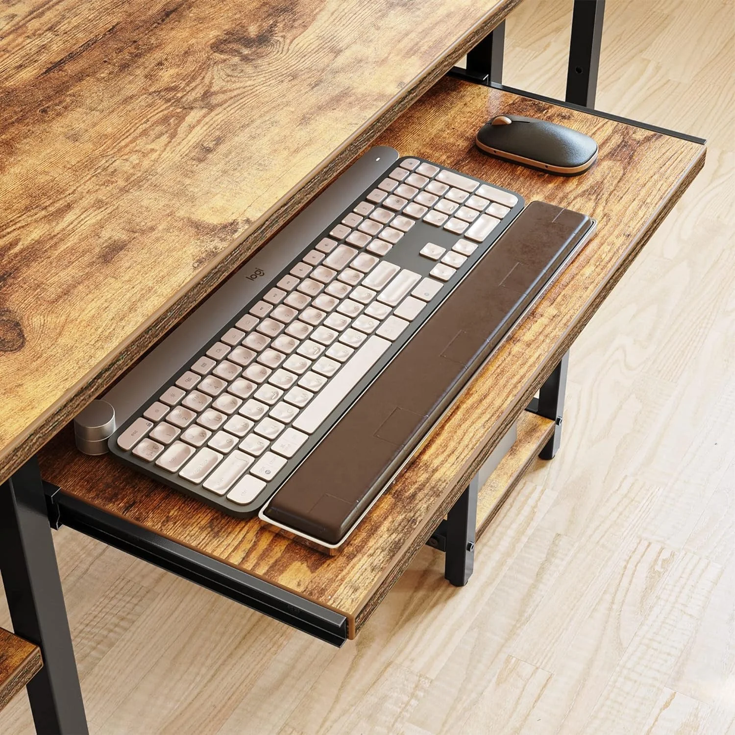Computer Desk with Keyboard Tray and Storage Shelves  Music Studio Desk Workstation for Home Office