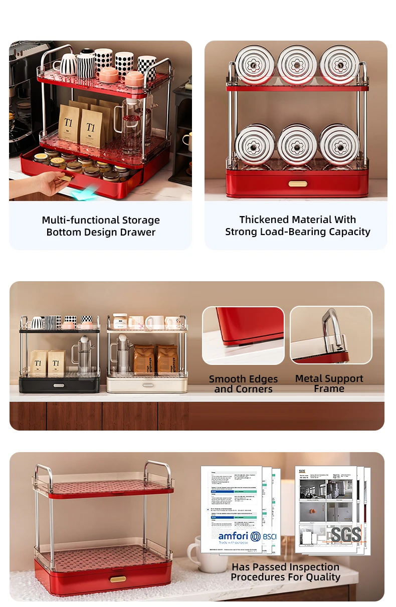 product wanuo 2 tier countertop cup drying rack coffee mug holder  kitchen counter organizer for tea cups-3