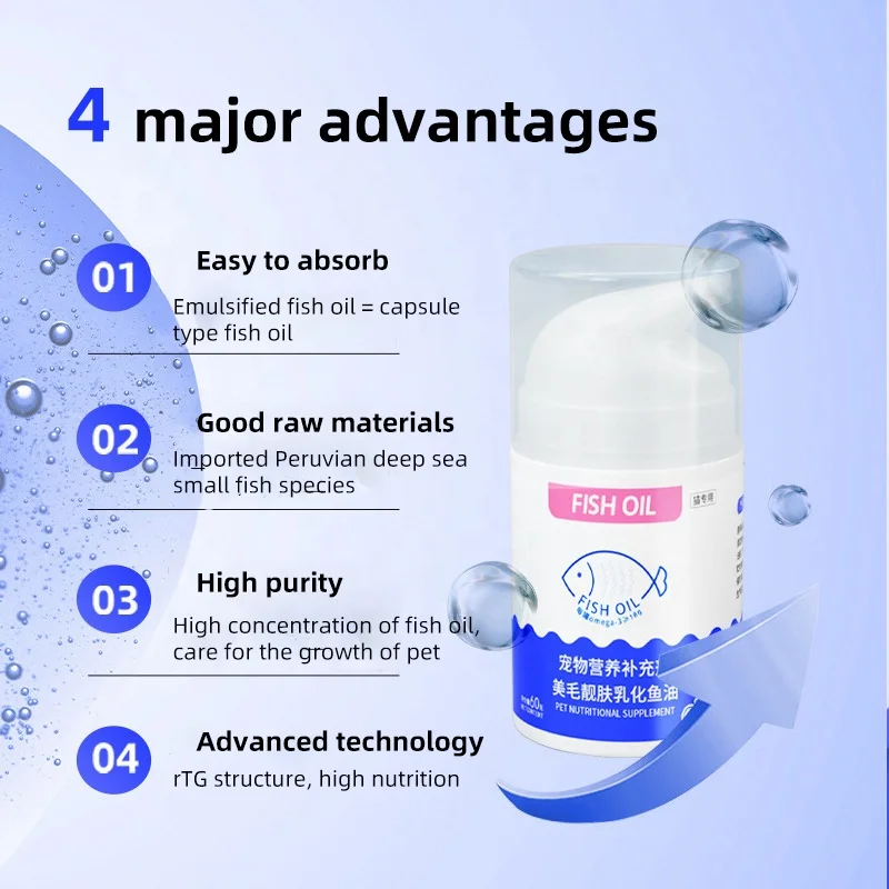 Manufacturer Wholesale 50ml Omega 3 Emulsified Fish Oil Pet Nutrition