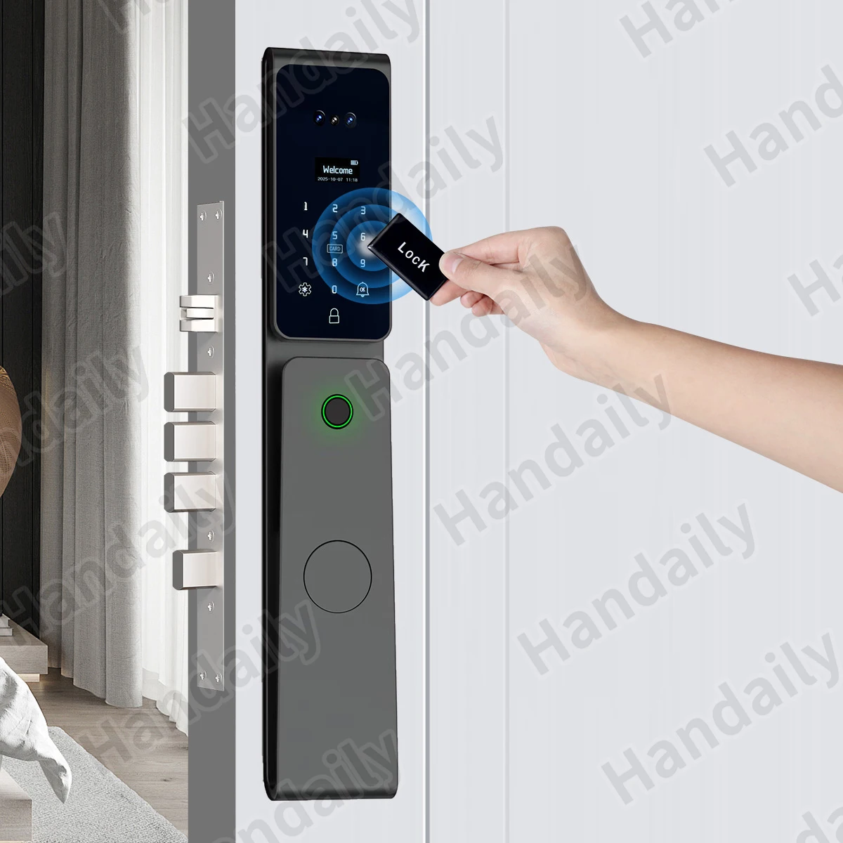 High SecurityTuya Smart Door Lock Palm Face Recognition Cerradura Inteligente Waterproof Digital Lock for Israel 6068/85 Mortise W10