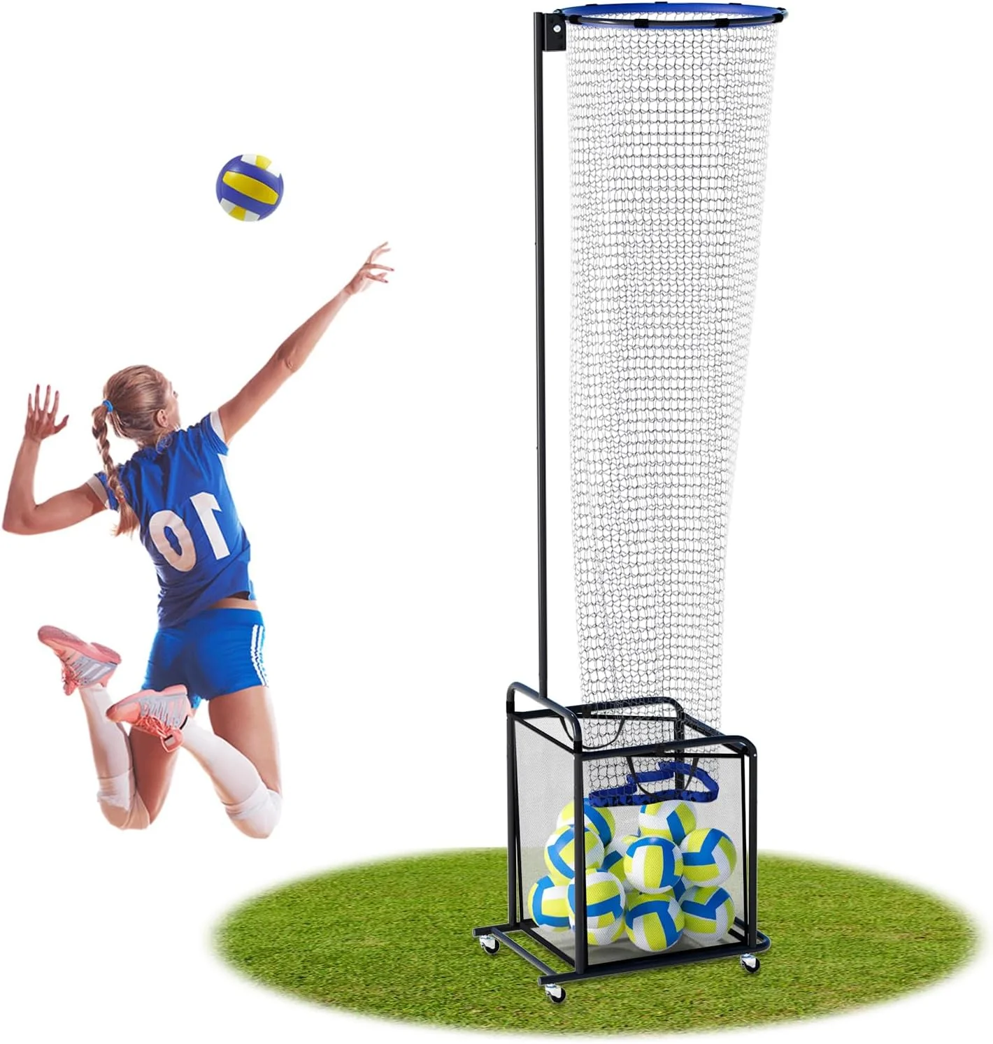 Volleyball Setter Training Equipment - Adjustable Height Angle Net With Ball Collection Bag - View #2