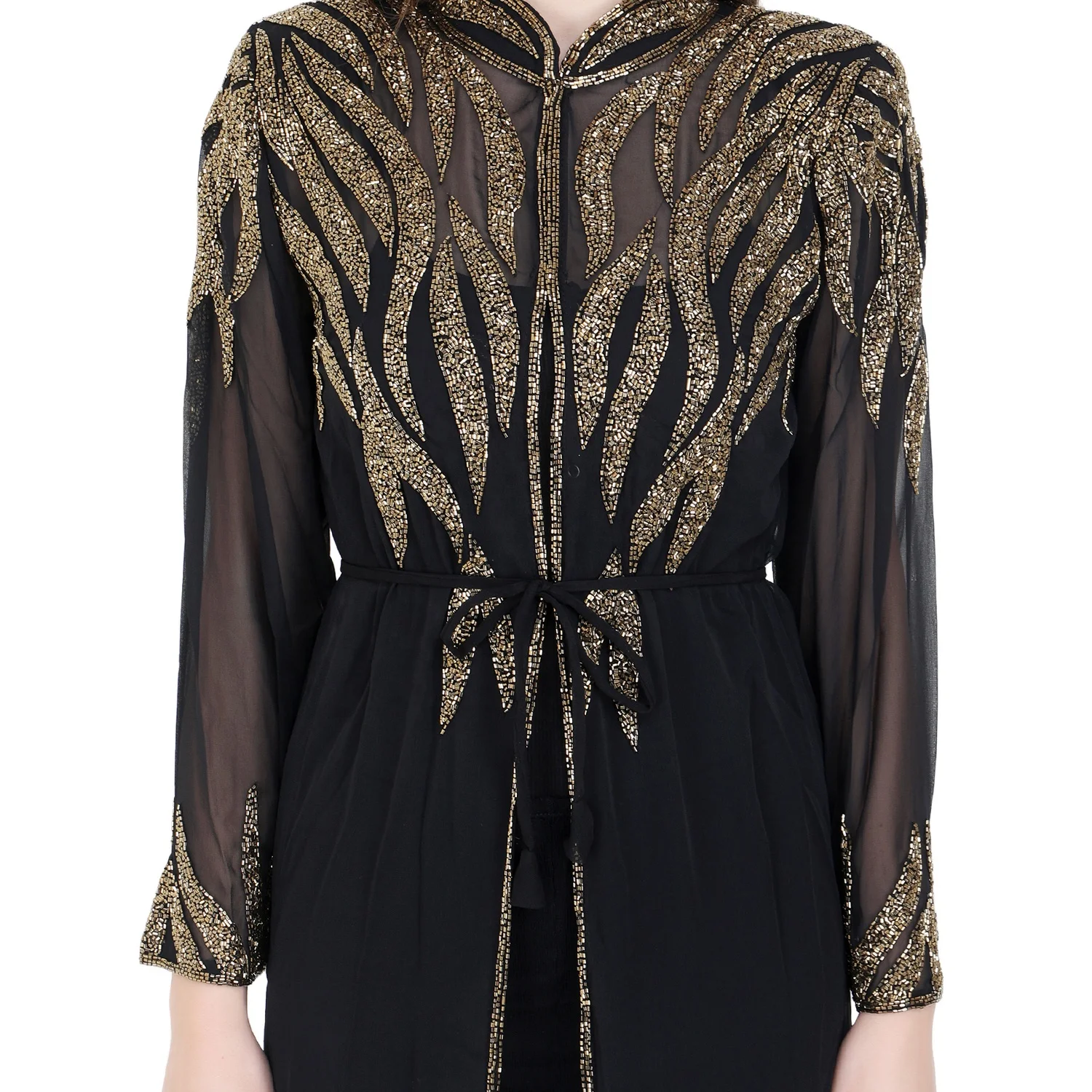Latest Collection Front Open Abaya Dubai Turkey Muslim Dress Kaftan Moroccan Islamic Clothing for Women One-Piece Long Dresses