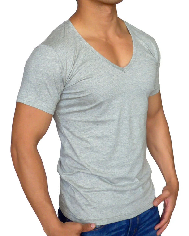 V Neck Short Sleeve High Quality Men Cotton Material Blank Quick Dry ...