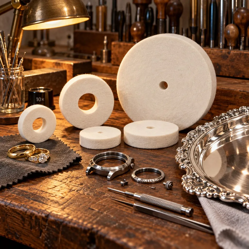 Bench Jeweler Workstation with Pure Wool Felt Wheels for Watch Case, Gold Ring and Silver Platter Buffing