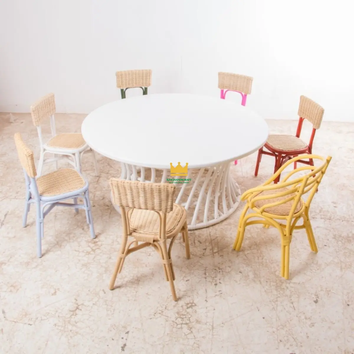 Wholesale Style New Released Saving Space Wicker Rattan Round Wooden