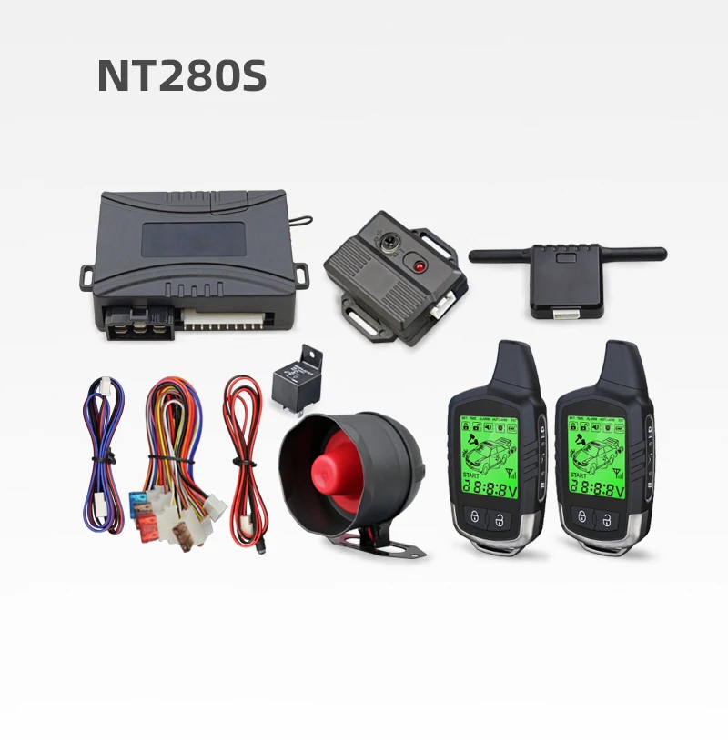 NTO 2-Way Car Alarm System with Real-Time Monitoring Vibration Sensor Remote Engine Start LCD Remote Starter 12V Keyless Entry