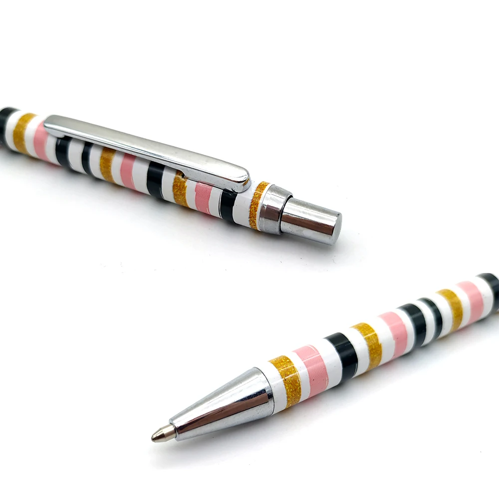 2022 Newest Promotion Floral Printing Customized Ballpoint Pen Colourful Click Function Slim Metal Pen With Custom Logo