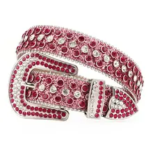 High Quality Western Cowgirl Rhinestone Belt Shiny Pink Diamond BB Crystal Belt for Boys and Girls