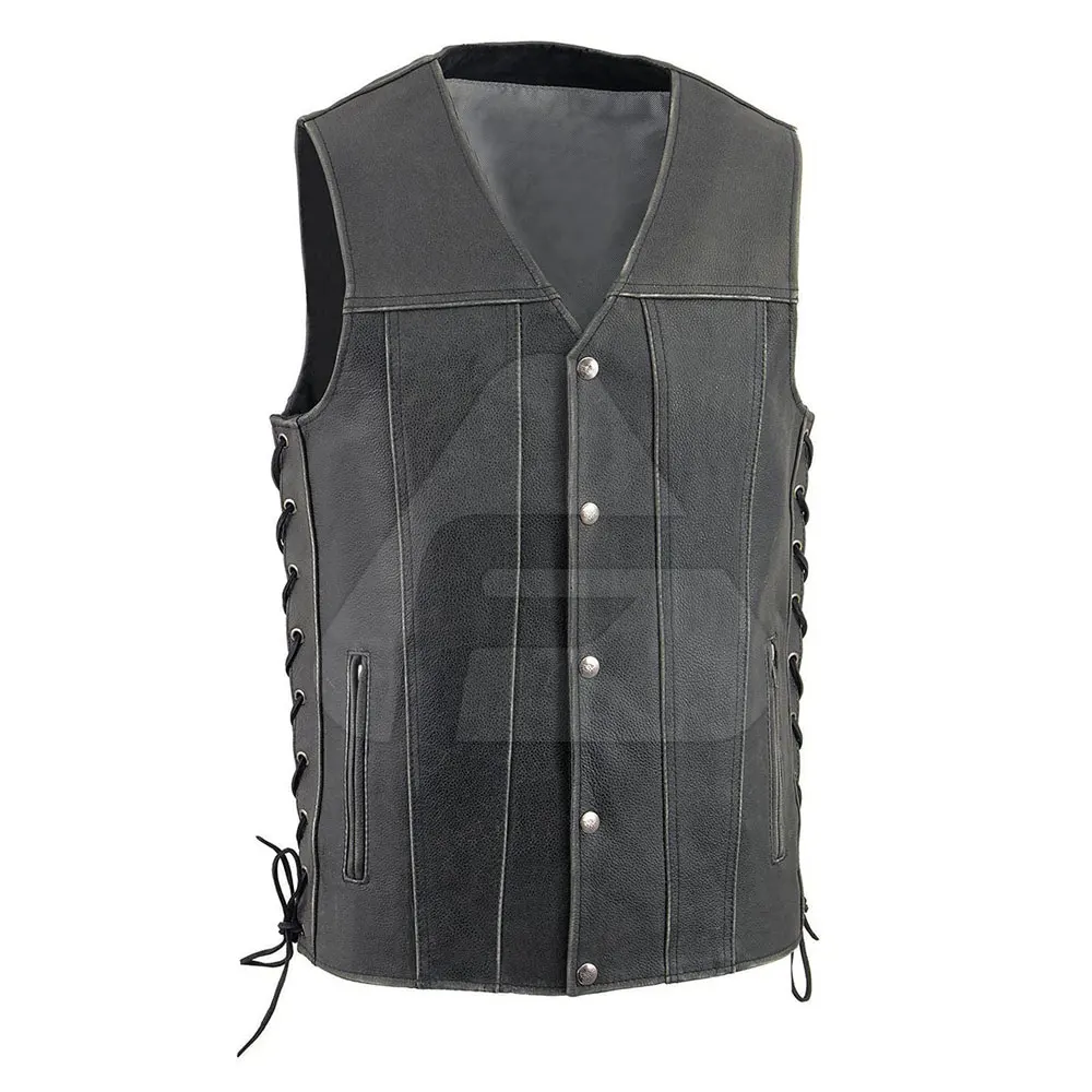 Slim Fit Lightweight Leather Waistcoat For Men's Outdoor Sports Casual