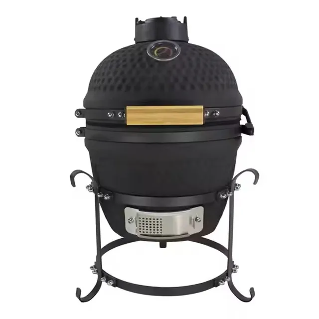 BG08 AUPLEX 13" Black Kamado BBQ Grill, Outdoor Charcoal Smoker Asador for Camping, Garden Cooking & Patio Barbecue