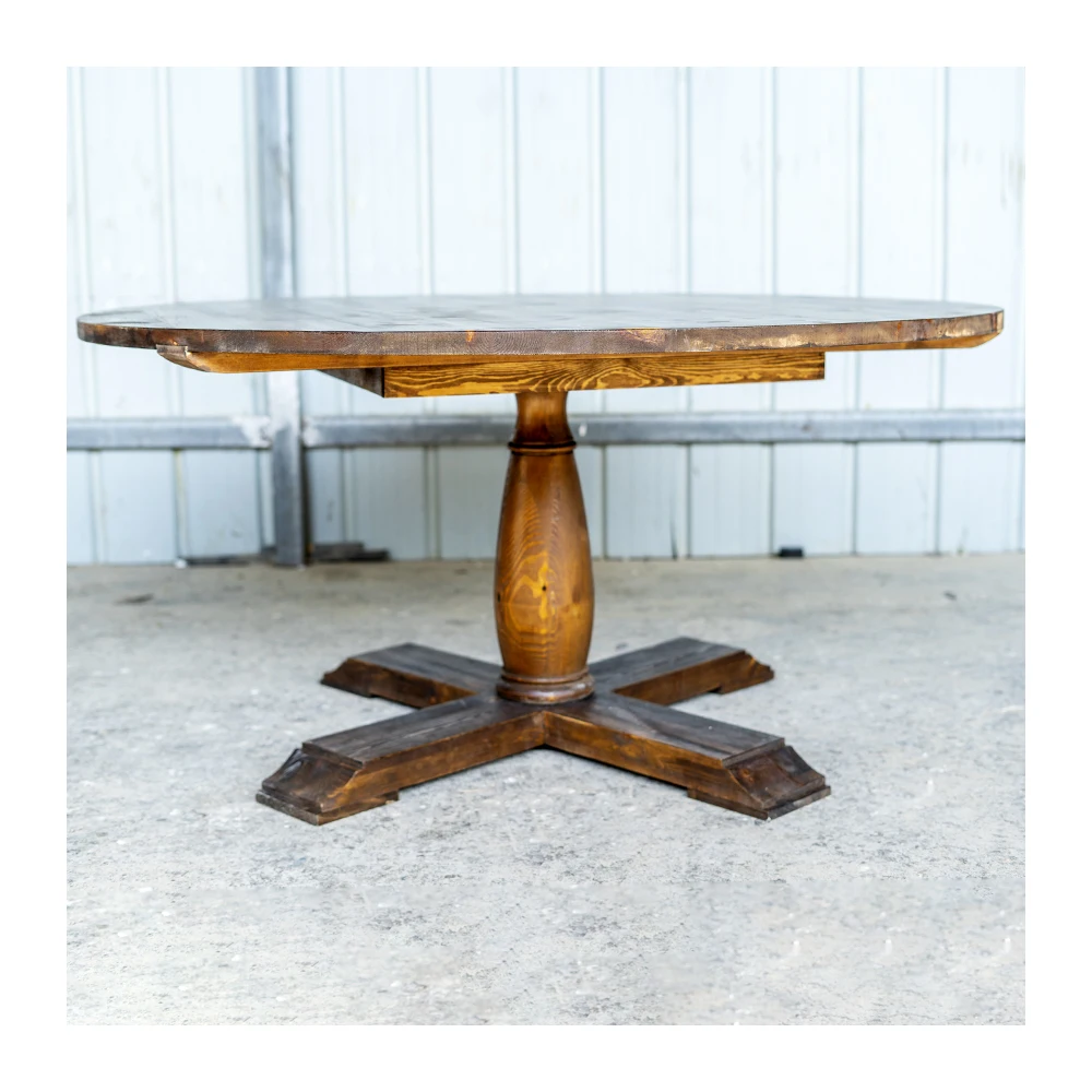 Classic Hard Solid Wood Round Farmhouse Table For Banquet Wedding Event ...