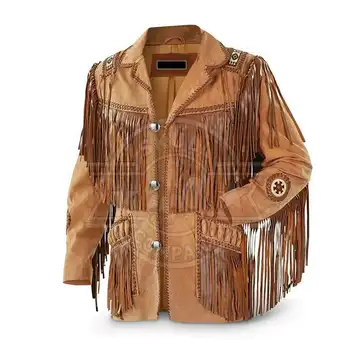 Mens Platini Western Leather Jacket - Vintage Cowboy Style in Color Grey main image 0