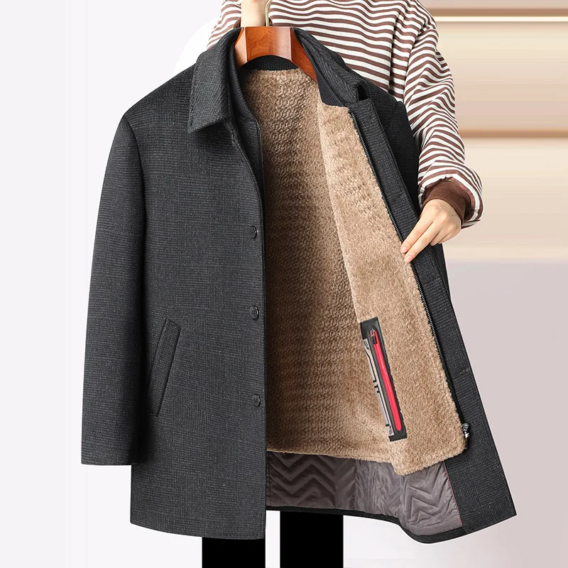 Wool Blends Mens Casual removable vest plus fleece thickened waist for formal wool trench men woolen coat_voghion.com
