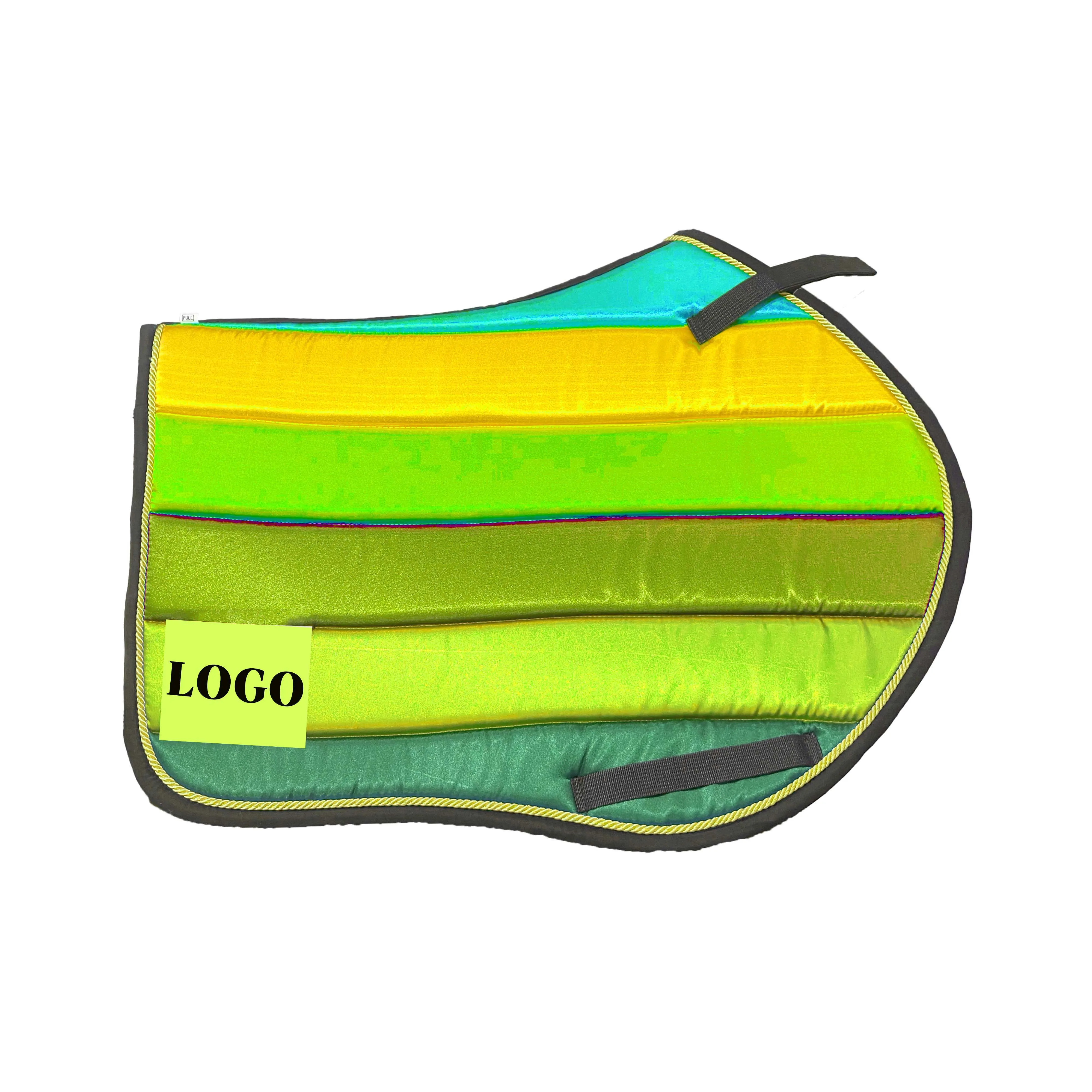 Classic Multi Color Saddle Pads Rainbow Foam Satin Custom Print Satin Saddle Pad Jumping Western Custom Stitch Saddle Pads