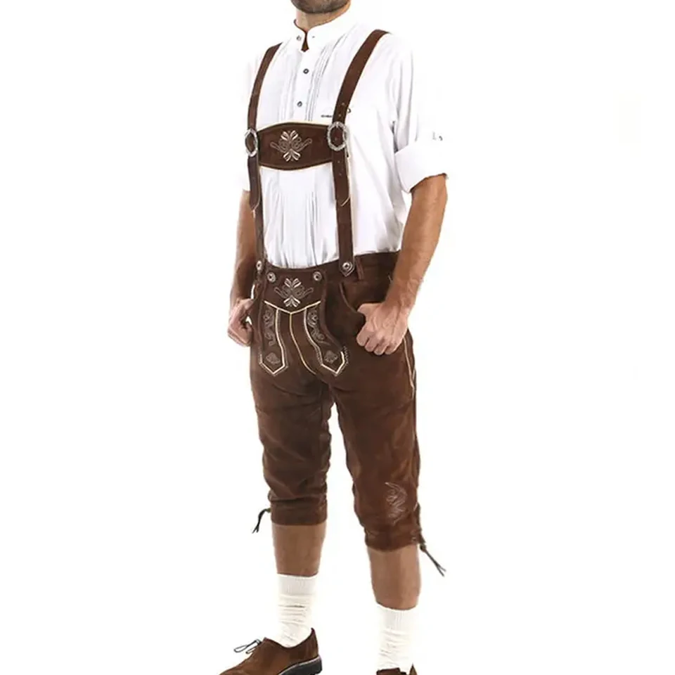 Stylish Bavarian Lederhosen,Kniebund Hosen,Men Ledersosen Trachten