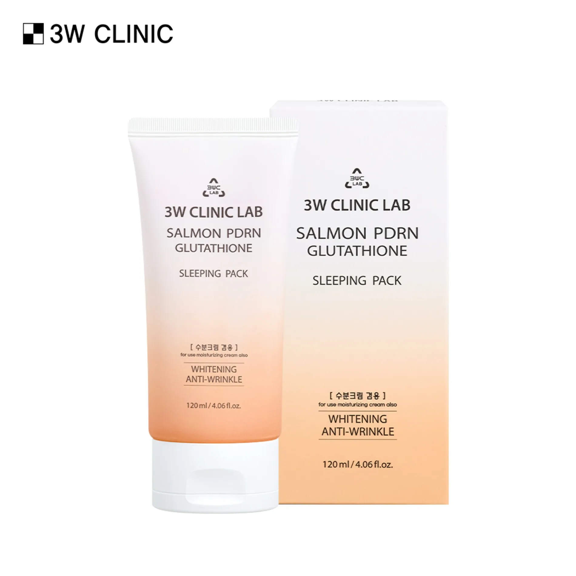 3W Clinic Lab Salmon PDRN Glutathione 120ml Sleeping Face Cream Pack Whitening Cream Mask for Lab