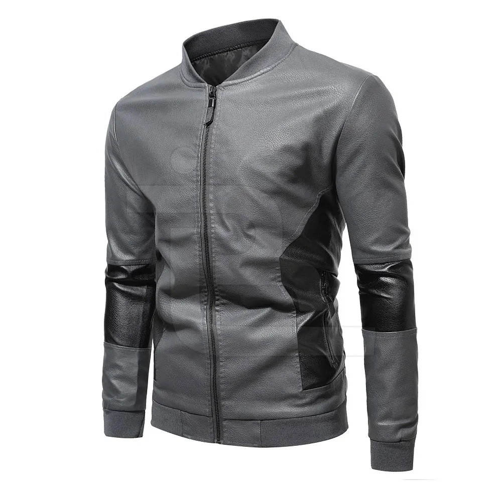 Customized Wholesale Fashion Men Solid Color Leather Jacket Custom ...