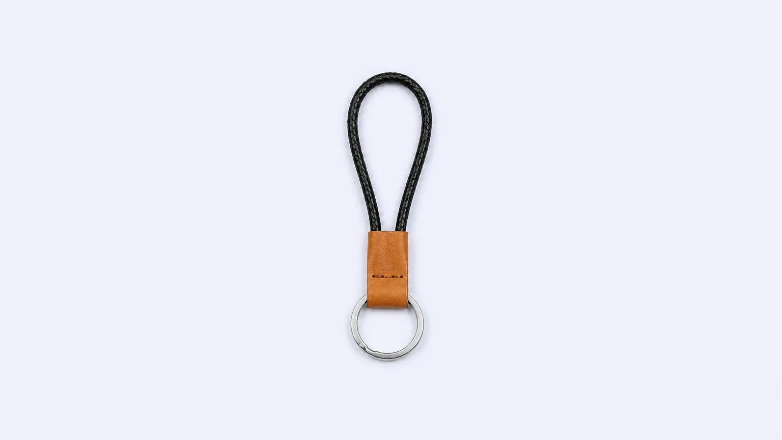 Custom Logo Leather Lanyard Keychain — Front view