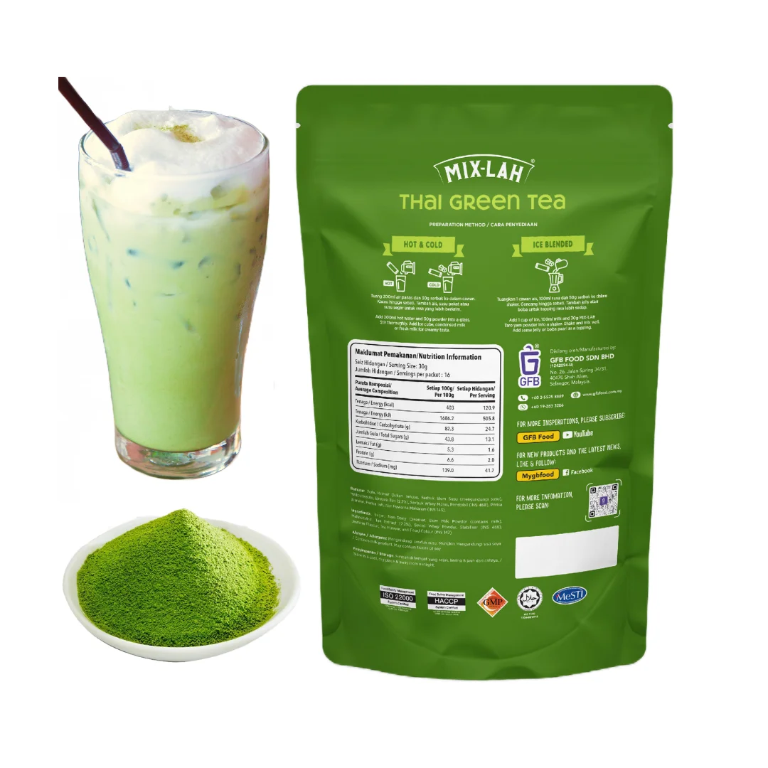 Thai Green Tea Milk Tea Instant Bubble Tea Powder Mix Premium Quality For Bulk Order 500gm And