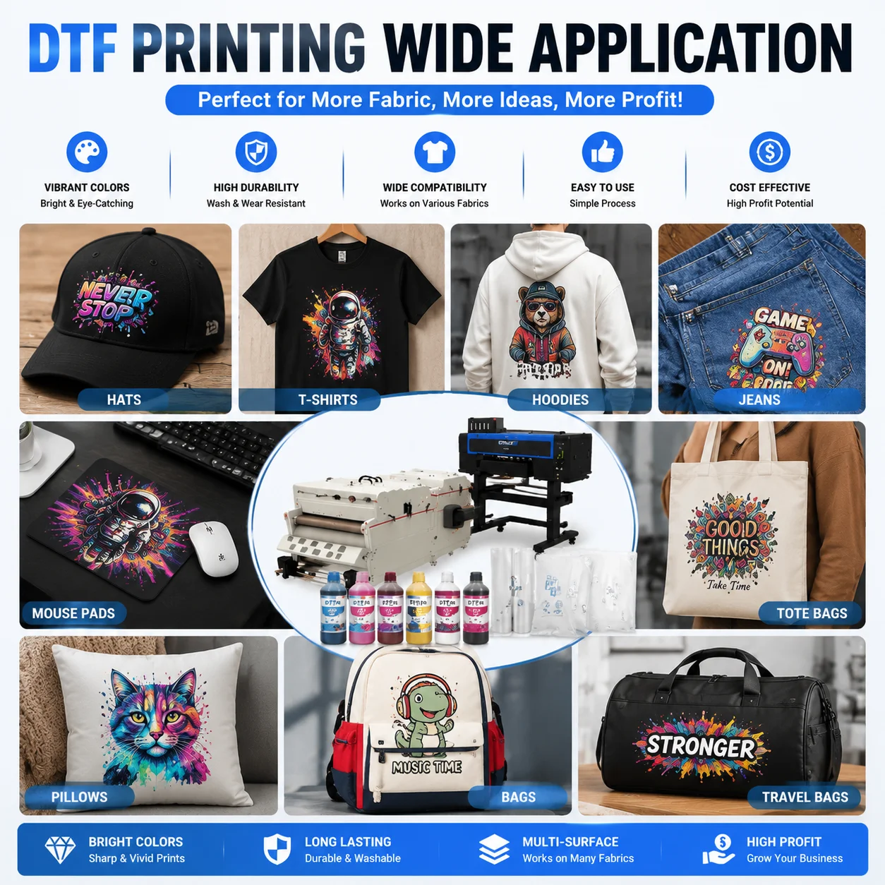 2head 4 Heads I3200 Dtf Pet Film Heat Transfer t Shirt Printing Machine 60cm DTF Printer with  White Ink