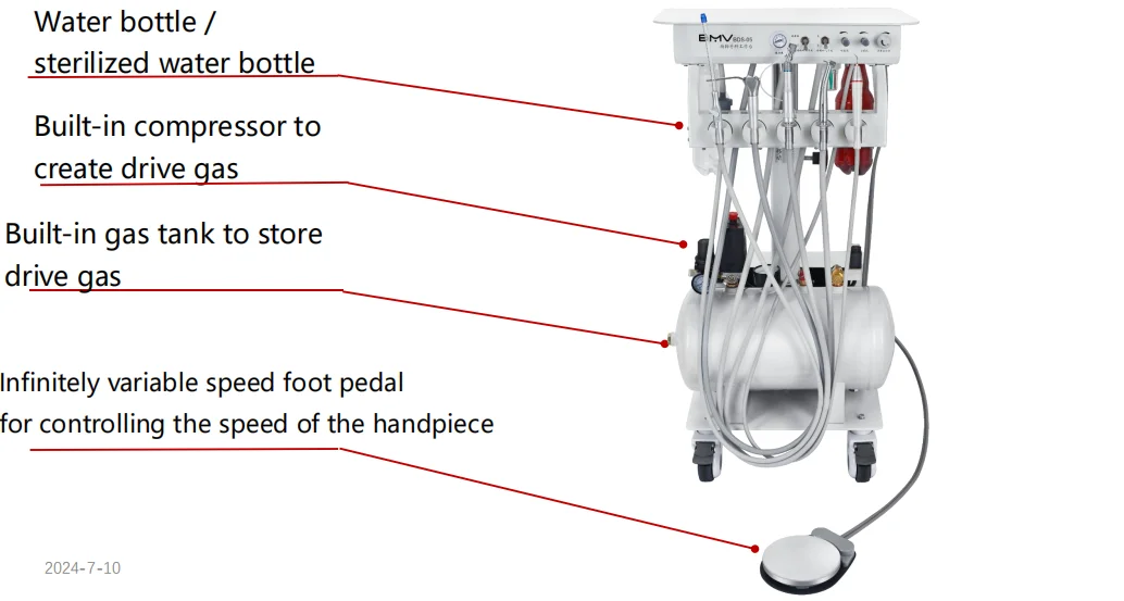 Small Animal Tooth Dental CE Approved with Scaler LED Curing Light VET Mobile Portable Dental Unit With Air Compressor Led Light