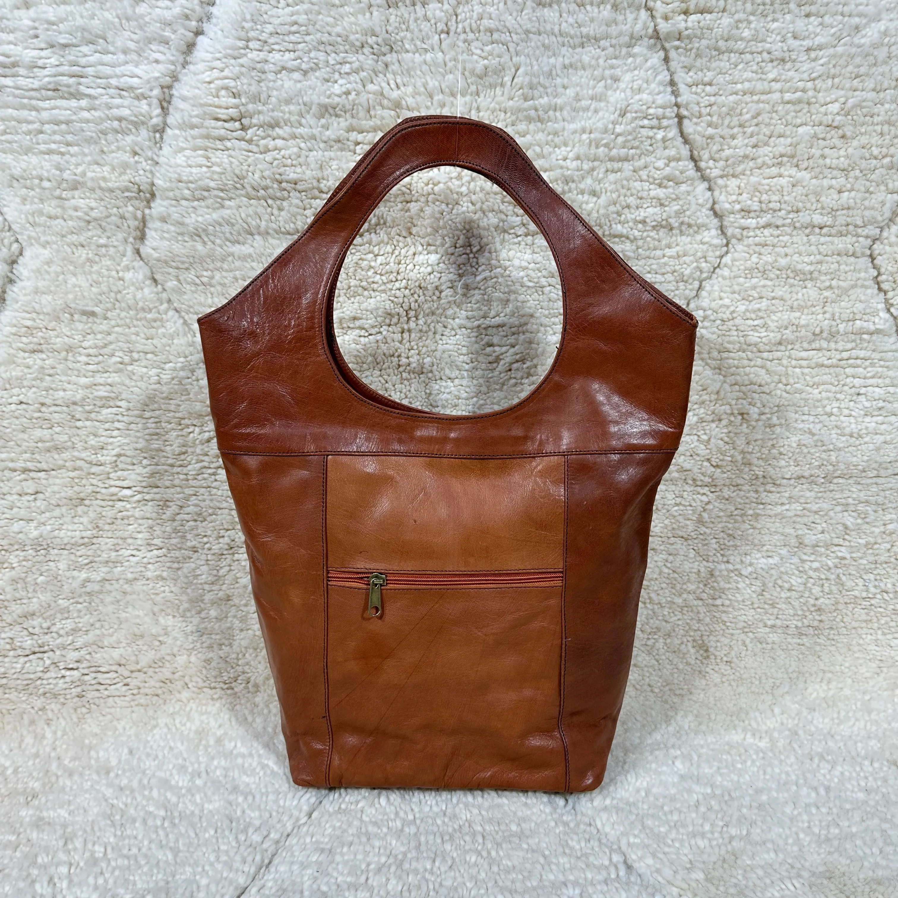 Designer Genuine Smooth Leather Tote Bag for Ladies Moroccan Style Big Size with Cover Closure Low Price Handbag