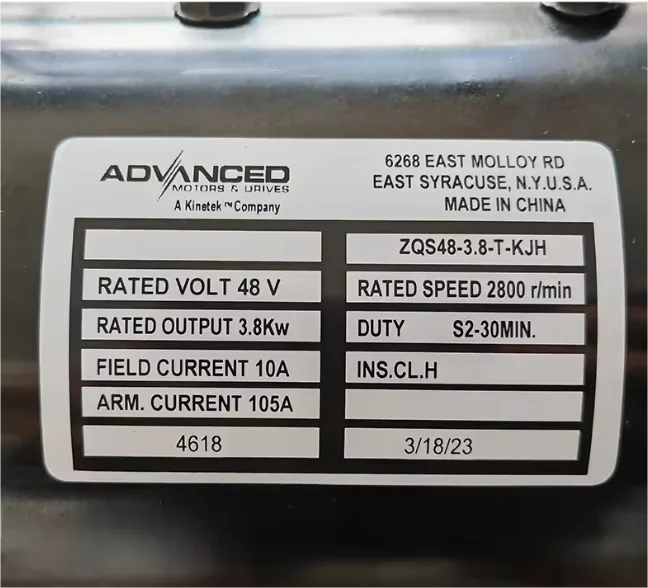 ZQS48-3.8-T-KJH 48v 3.8kw Dc Sepex Motor for Golf Cart, 19 Teeth