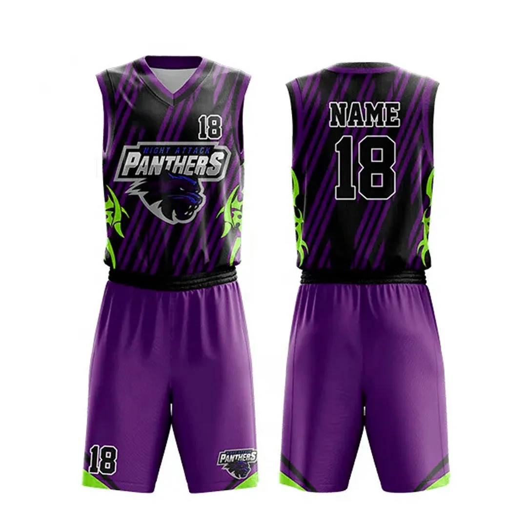 Panther Logo Sublimation Design All Over Basketball Uniforms Team Wears ...