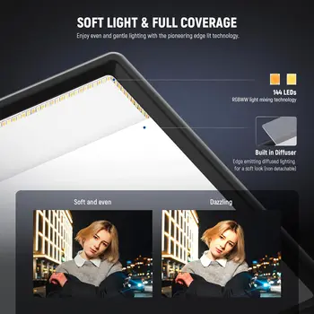 NEEWER 192 20W Ultra Thin Bi Color DSLR Camera Soft Light LED Video Light Panel with Battery detail image