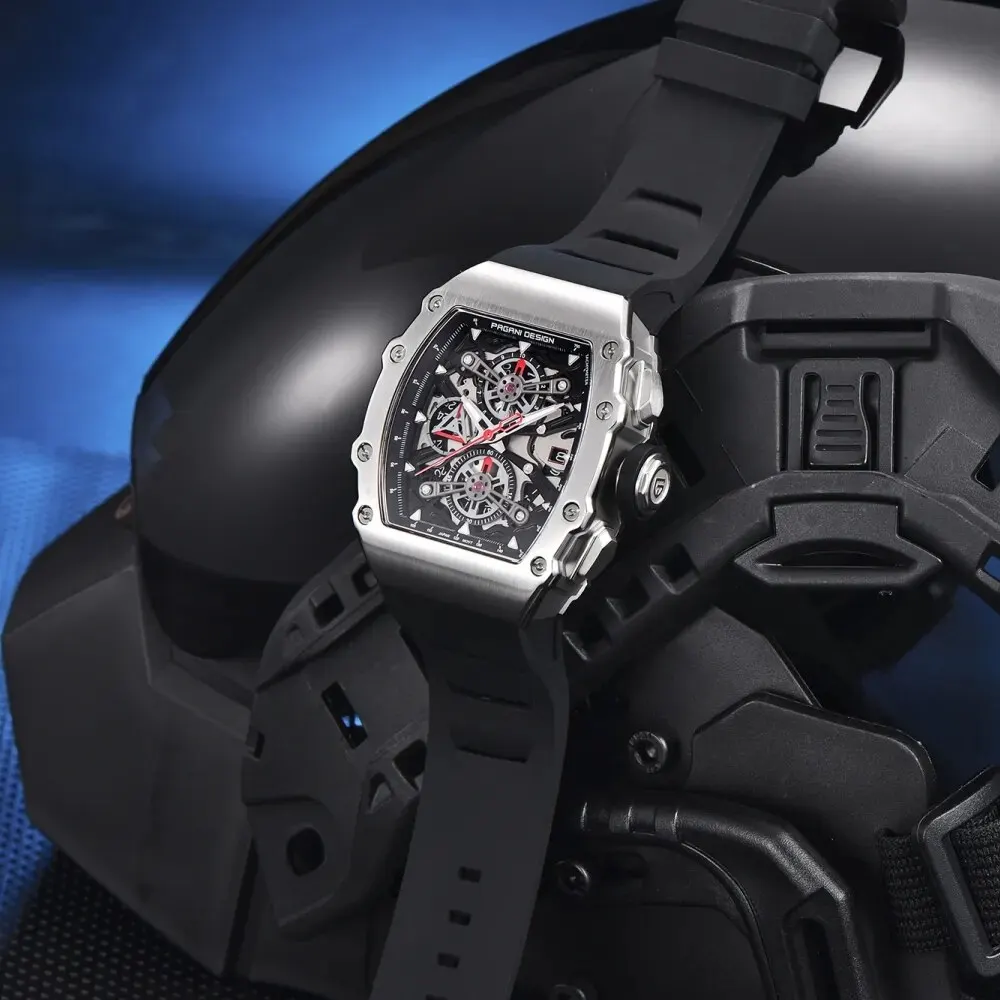 PAGANI DESIGN YS011 New 40MM Barrel Hollow Fashion Casual Men's Quartz Watches Sapphire Glass Quartz Watches Chronograph Clock