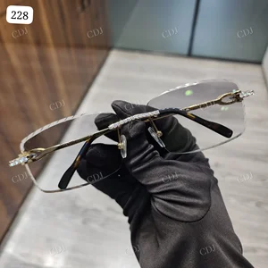 Luxurious Transparent Green Anti-Reflective Glass Moissanite Studded Stainless Frame Sunglasses for Men Classic Design GRA