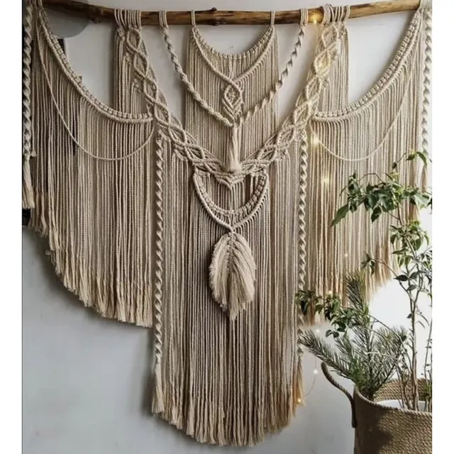 Professional manufacturer boho huge wall decorations for home strands cotton cord for cotton macrame wall hanging