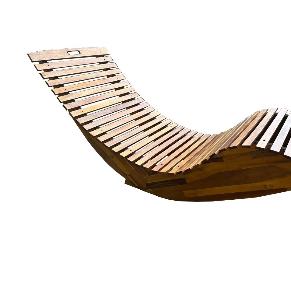 Best Seller Rocking Sun Lounger Foldable Wooden Garden Furniture Acacia