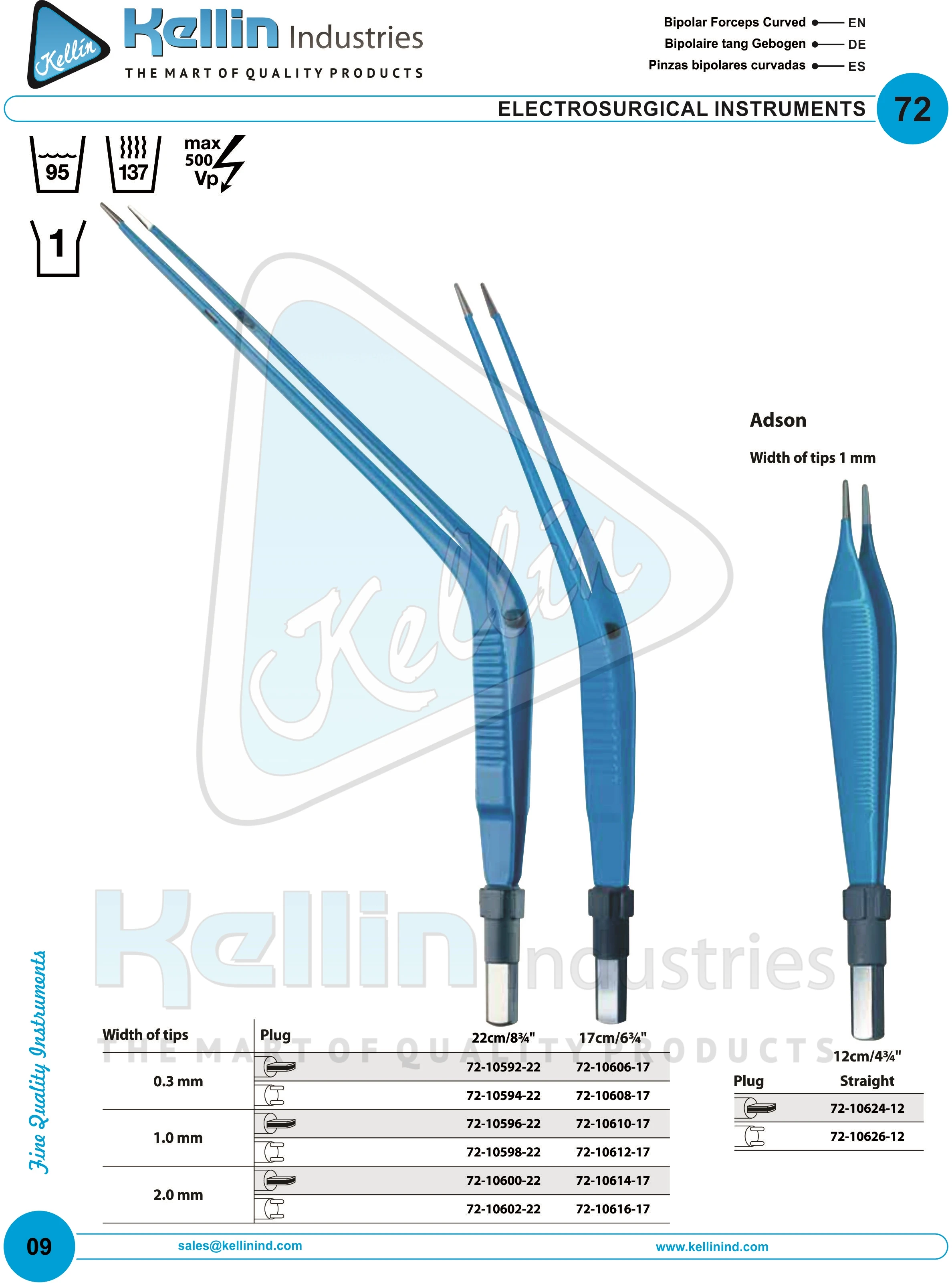 Adson Bipolar Insulated Forceps Electro Surgical Instruments Surgery