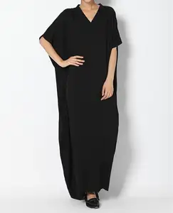 Wholesale Summer Cotton Casual Dress Custom High Quality Short Sleeve A-Line Maxi Dress Women Elegant Kaftan  Available Big Size