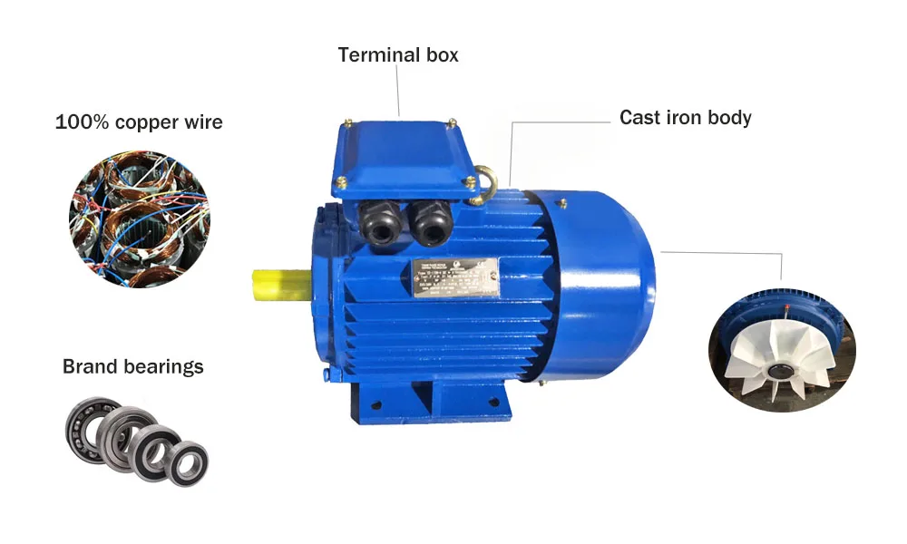 Ac Motor 4 Pole Three Phase Ac Induction Motor 1hp 2hp Factory High