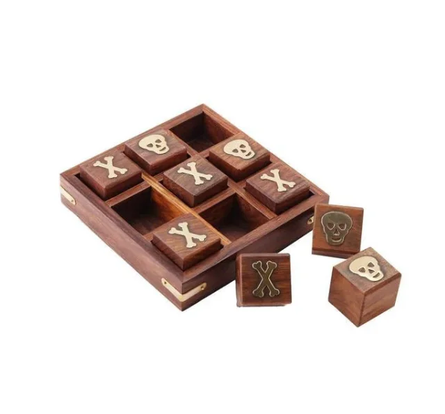 Handcrafted Wooden Tic Tac Toe Coffee Table Game Set XOX Game for Kids Tic Tac Toe Set for Kids Part of Dominoes and Sets