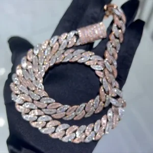 New Luxury Fine Hip Hop Gold Plated S925 Silver Moissanite 18mm Cuban Link VVS1 Women's Necklace Cuban Chain