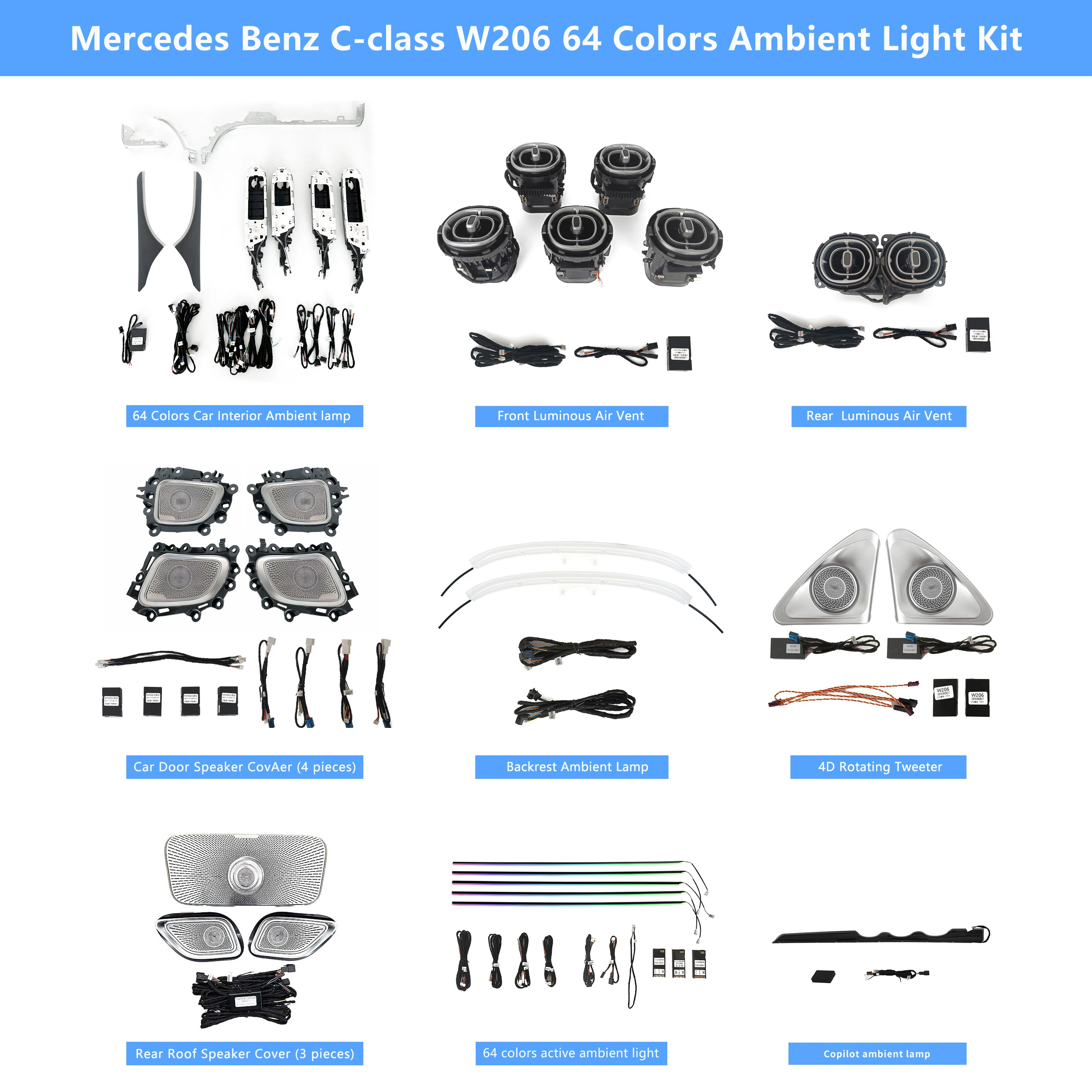 メルセデス・ベンツ Cクラス W206 64色 LED アンビエントライトキット