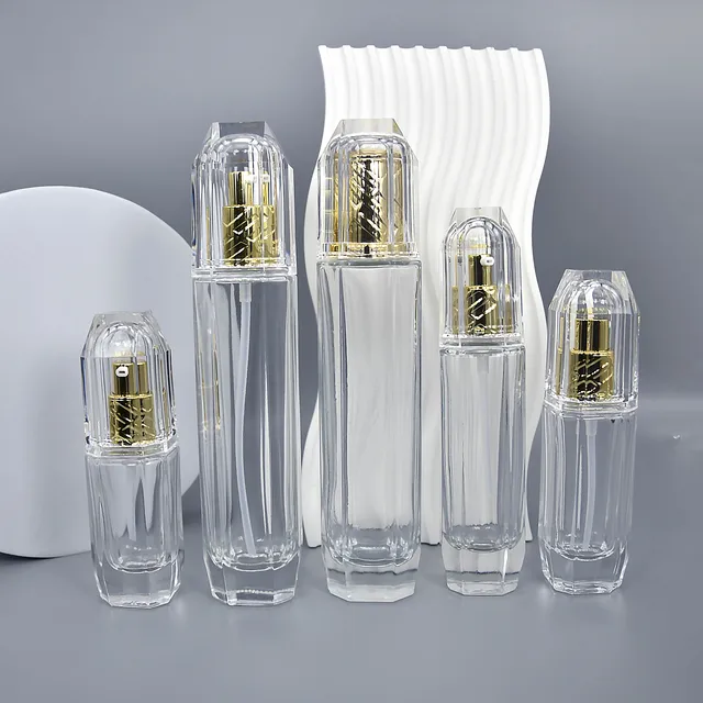 Luxury Cosmetic Packaging Containers Toner Lotion Bottle Skincare Serum Dropper Bottle Set Packaging Empty Cosmetic Glass Bottle