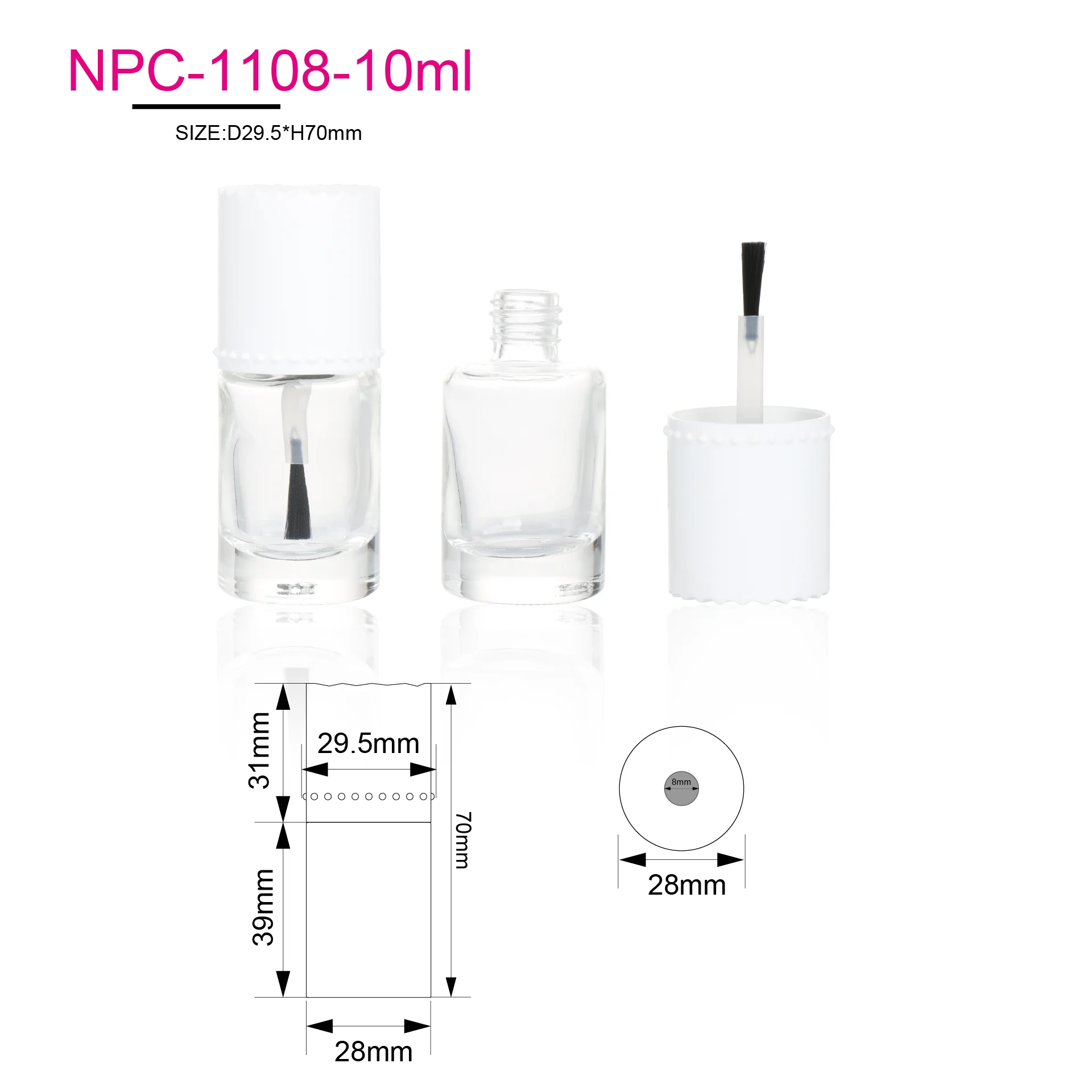 Customized Empty Special Designer White Cap 10ml Nail Polish Bottles
